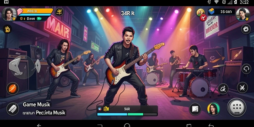 Gameplay interaktif yang menarik dalam 34R dengan musik yang menyenangkan.