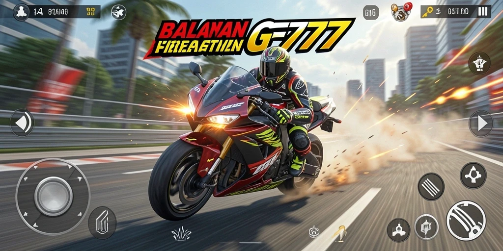 Tampilan menarik gameplay balapan motor yang mendebarkan.