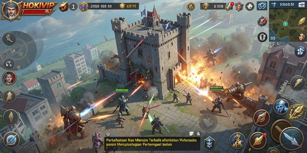 Tampilan seru permainan Tower Defense HOKIVIP dengan menara yang menarik.
