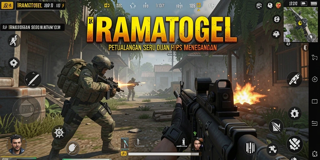 Screenshot dari IRAMATOGEL menampilkan aksi tembak-menembak yang mendebarkan.