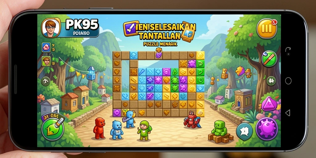 Tampilan utama gameplay PK95 yang menampilkan tantangan puzzle.