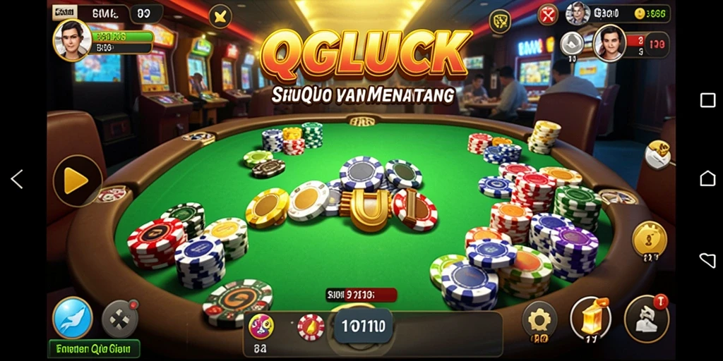 Screenshot gameplay QGLUCK menampilkan aksi permainan QiuQiu yang seru.