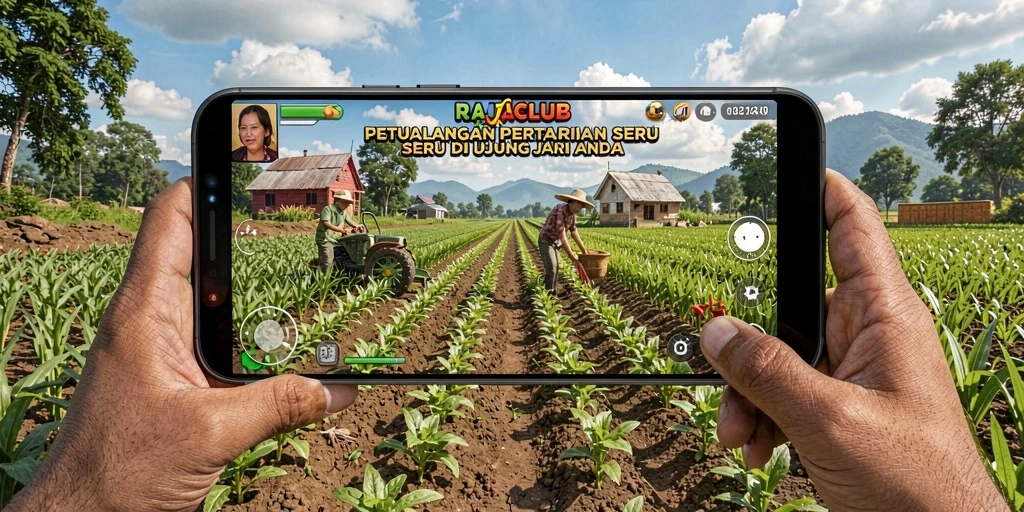 Gameplay RAJACLUB menampilkan pertanian yang seru dan interaktif.