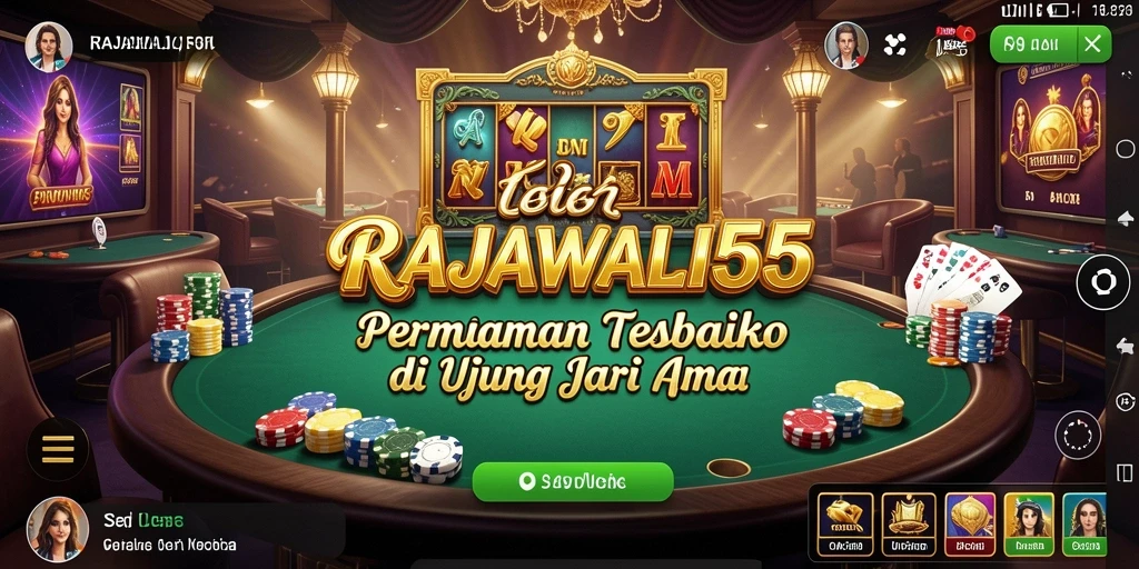 Tampilan gameplay menarik RAJAWALI55 dengan tema kasino.