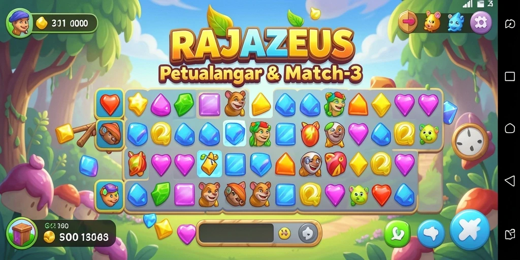 Tampilan menawan gameplay RAJAZEUS dengan warna-warni cerah.