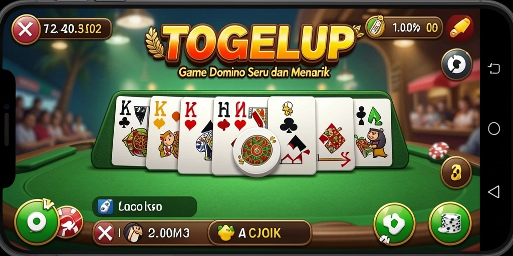 Tampilan gameplay seru TOGELUP dengan aksi domino yang menarik.